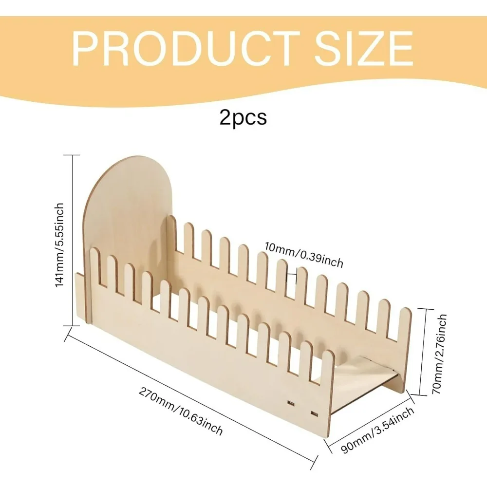 2 Pcs 12 Slot Wooden Greeting Card Display 10.6x5.56In Stand Postcard Tiered Display Stand Sticker Display Stand for Postcards