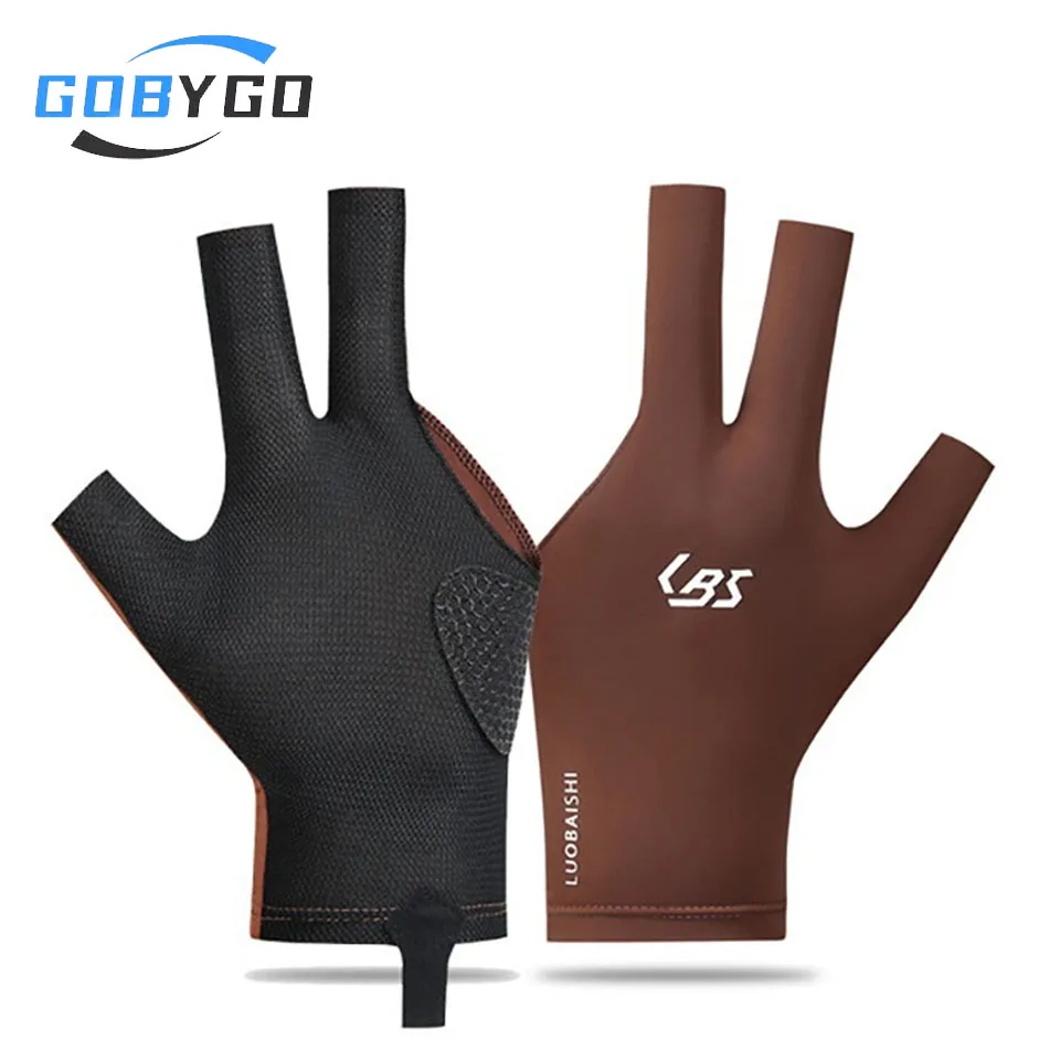 

GOBYGO 1Pcs 3-Finger Snooker Billiard Gloves Anti-Slip Seamless Half Finger Breathable Elastic Sports Pool Cue Gloves Men Women