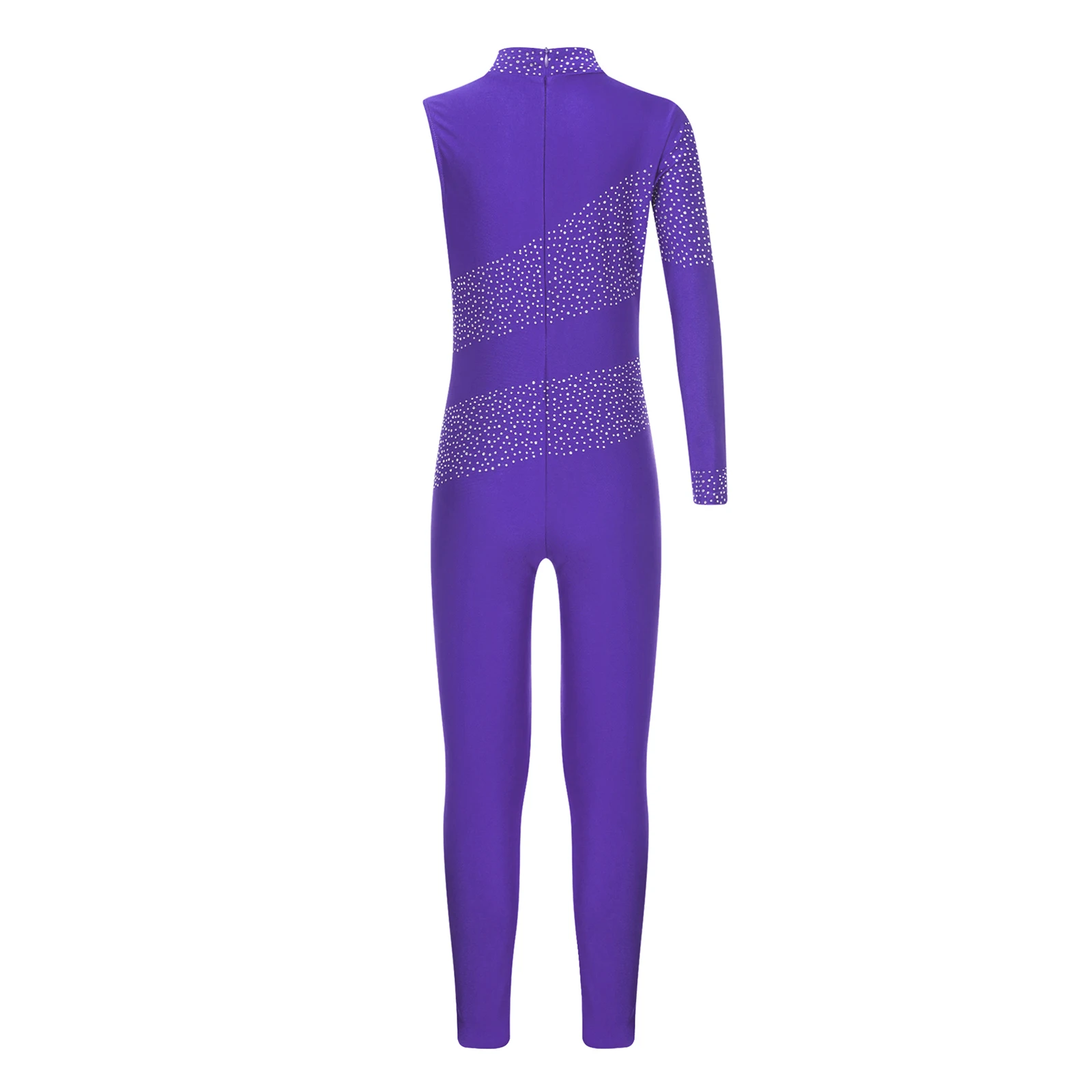 Girls Ballet Dance Unitards Jumpsuit Gymnastics Leotard Figure Skating Costume Sheer Mesh Long Sleeve Acrobatics Dance Bodysuit