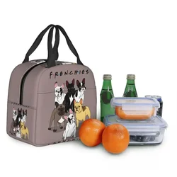 Bolsa de almuerzo de Bulldog Francés divertido para mujer, caja de almuerzo con aislamiento térmico reutilizable para niños, bolsas de comida para niños escolares