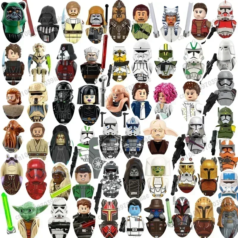 

Star Wars Yoda Mandalorian Han Solo C-3PO Leia Darth Vader BbbaFett Block Mini Robot Figure Toy Bricks Assembling Doll