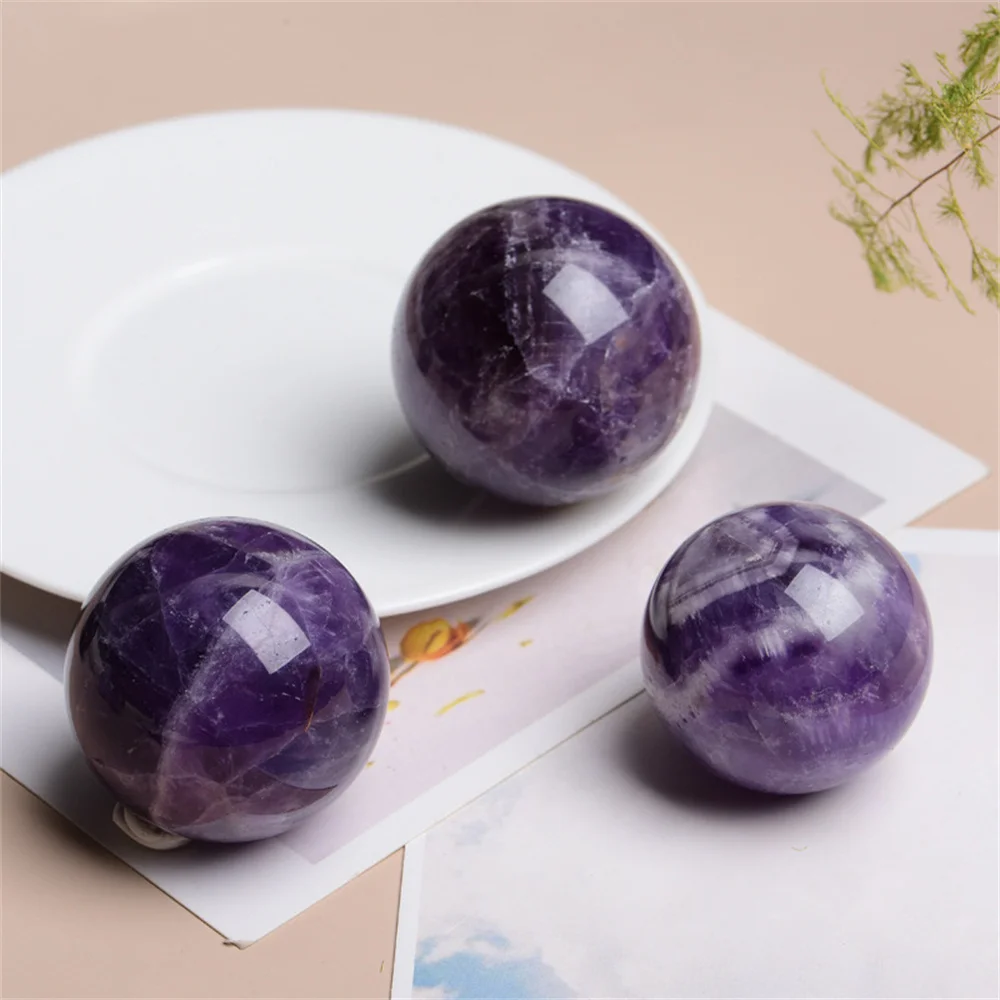 

Dream Amethyst Ball Polished Globe Massaging Ball Reiki Healing Natural Stone Home Decoration Exquisite Gifts Souvenirs Gift