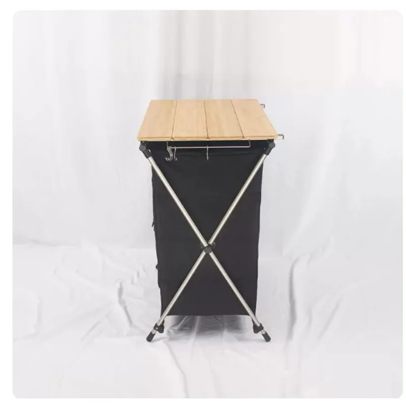 Foldable Camping Kitchen Table, Double-layer Portable Outdoor Console, Picnic Self-driving Camping Cooking Equipment