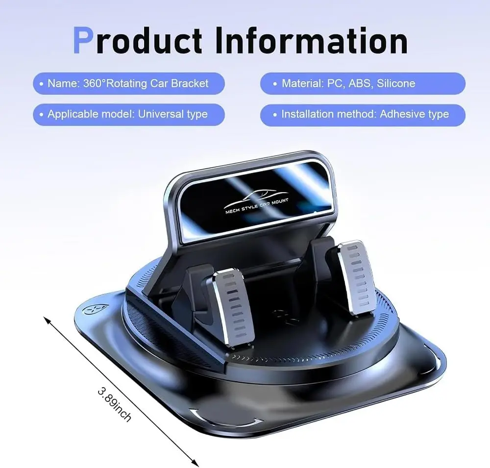 Universal Dashboard Cell Phone Bracket, Non-Slip Silicone Phone Holder with Flexible 360° Rotation for Safe Head-Up Navigation image 2