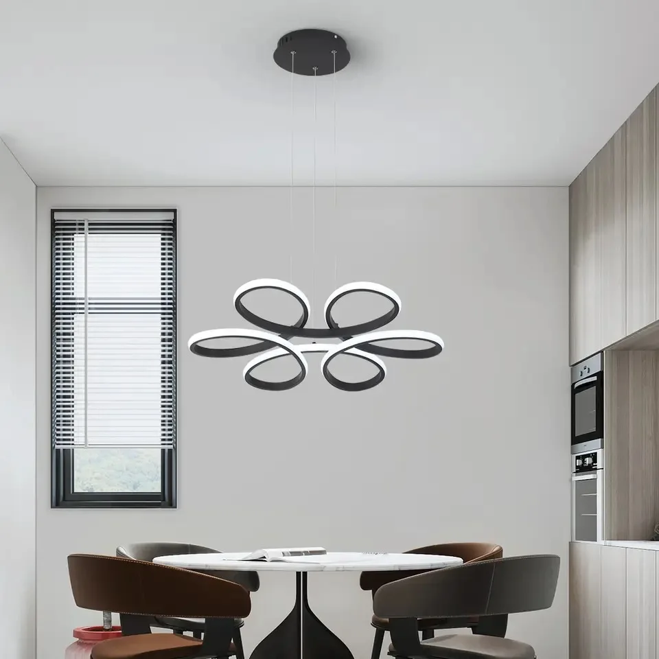 Modern LED Ceiling Lamp Aluminum 30/60CM Blac/White Flower Light For Bedroom Living Room Study Hotel Home Lighting Luminaires