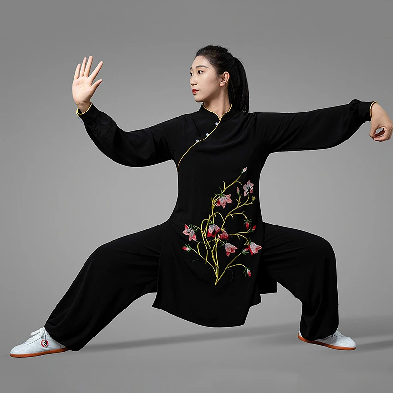 Premium High-End Women's Tai Chi Competition Uniform Spring/Summer 2026 New Embroidered Dragon Black Silk-Linen Blend Custom