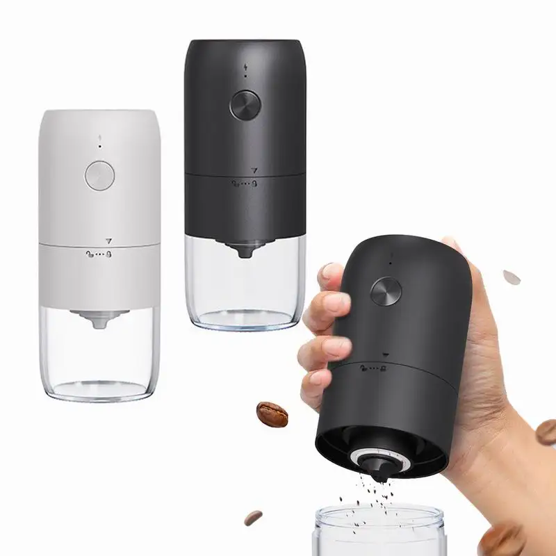 Electric Rechargeable Coffee Bean Grinder Adjustable Coarseness Ceramic Grinder One Handle Operative Auto Stop with Container