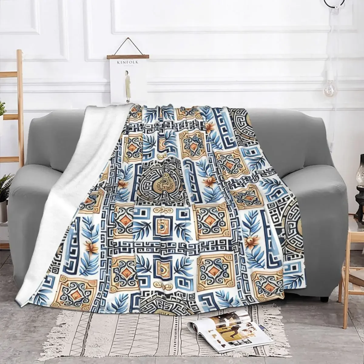 

Baby Blankets Evil Eye Greek Key Sofa Cover Fleece Plaid Warm Multi-function Throw Blanket for Bed Bedroom Plush Thin Quilt