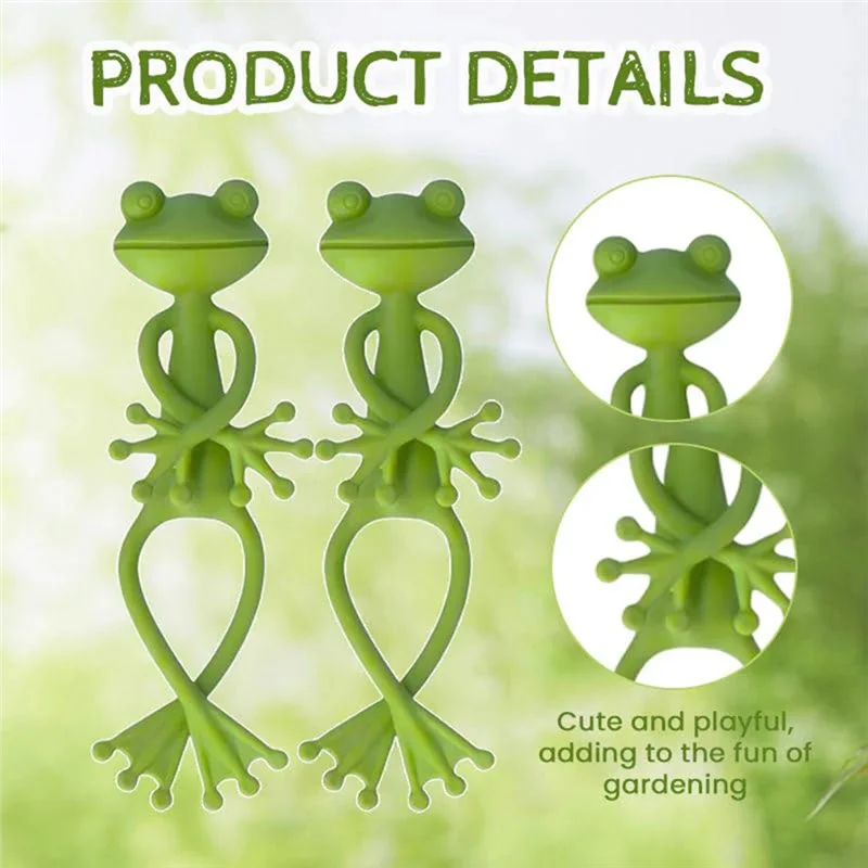 

A96K-10 Pcs Frog Plant Stand, Green Frog Plant Supports, Plant Frog Holder, Cute Support For Small Potted Plants & Succulents