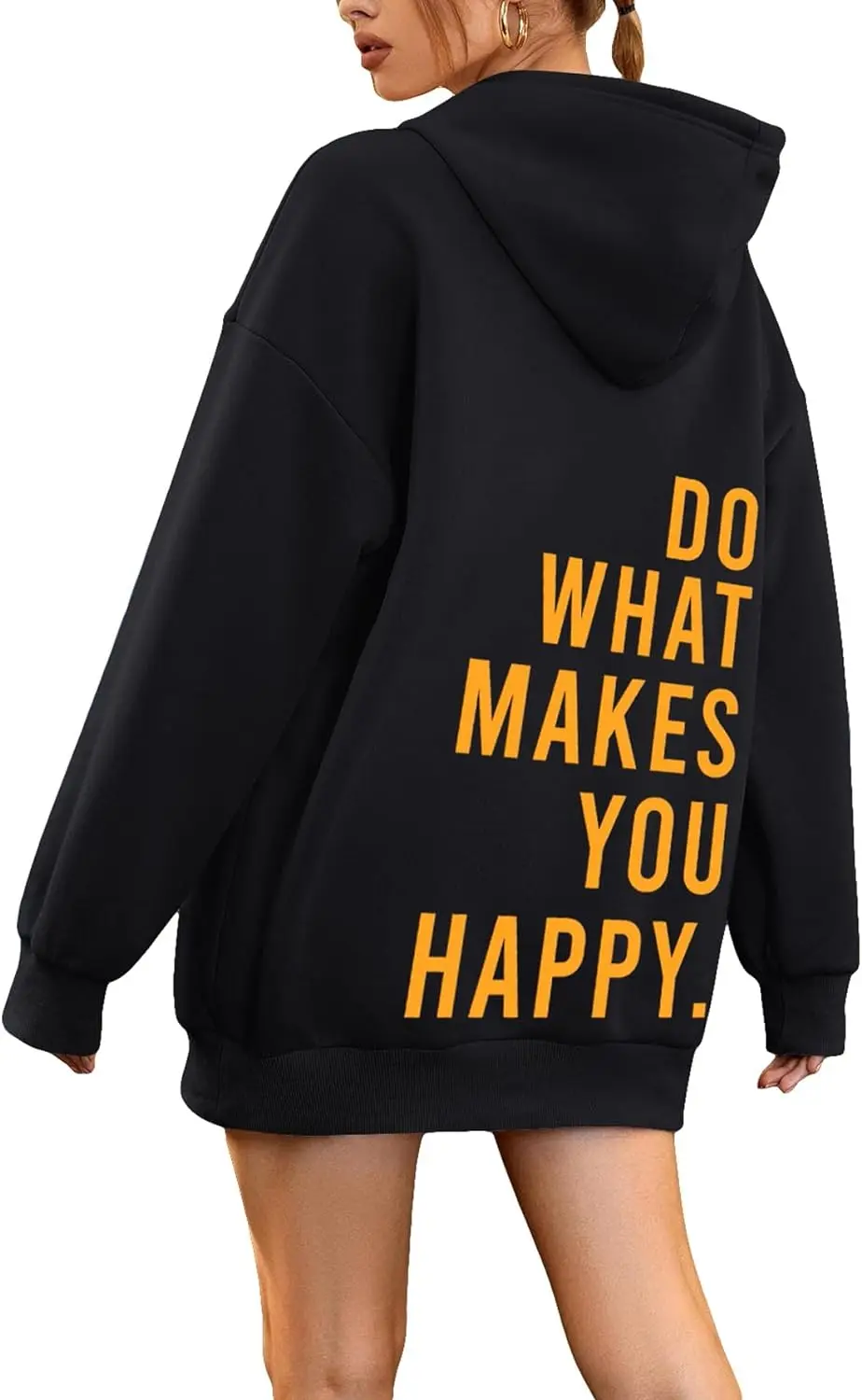 

Women's Letter Graphic Drawstring Slogan Oversized Hoodie Drop Shoulder Sweatshirt Pullover hoodie