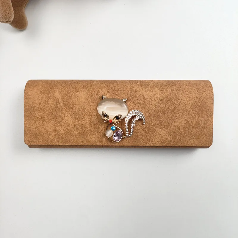 Женский портативный чехол для очков из искусственной кожи с бриллиантами, антистрессовый модный ящик для хранения солнцезащитных очков, аксессуар B3