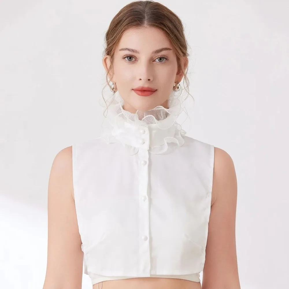 Fashion Ruffles Fake Collar Removable Detachable False Collar Elegant Stand Shoulder Neck Shawl Wrap Women