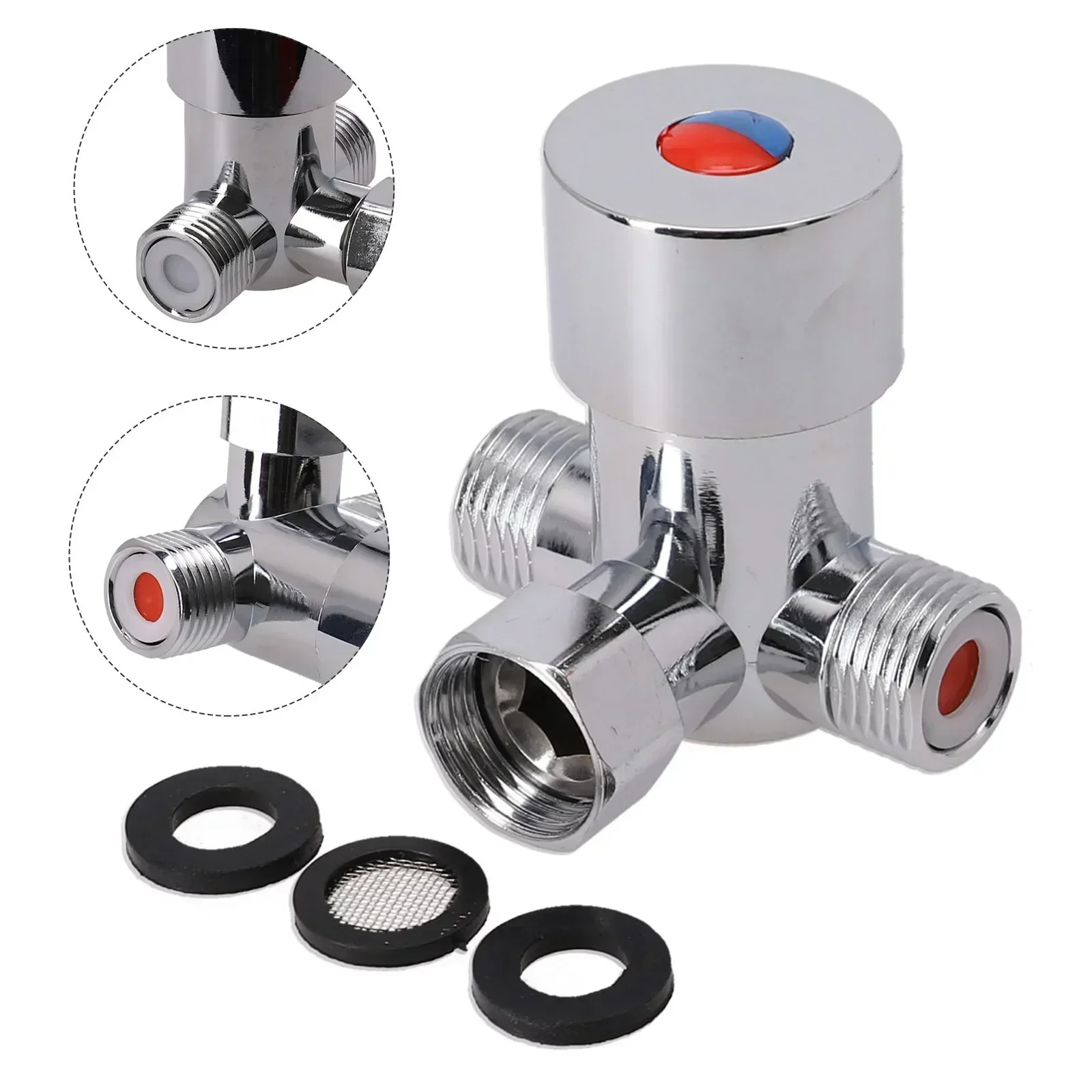 

1pcs G1/2 Hot/Cold Water Mixing Valve Valver 70x55x50mm Mixer Adjustable Water Heater Regulating Temperature Control Valve