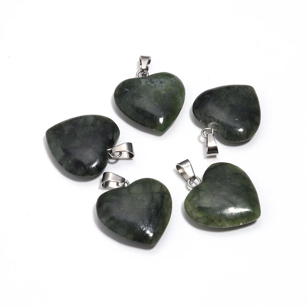 Natural Stone Mix Color Heart Shape Charms for DIY Making