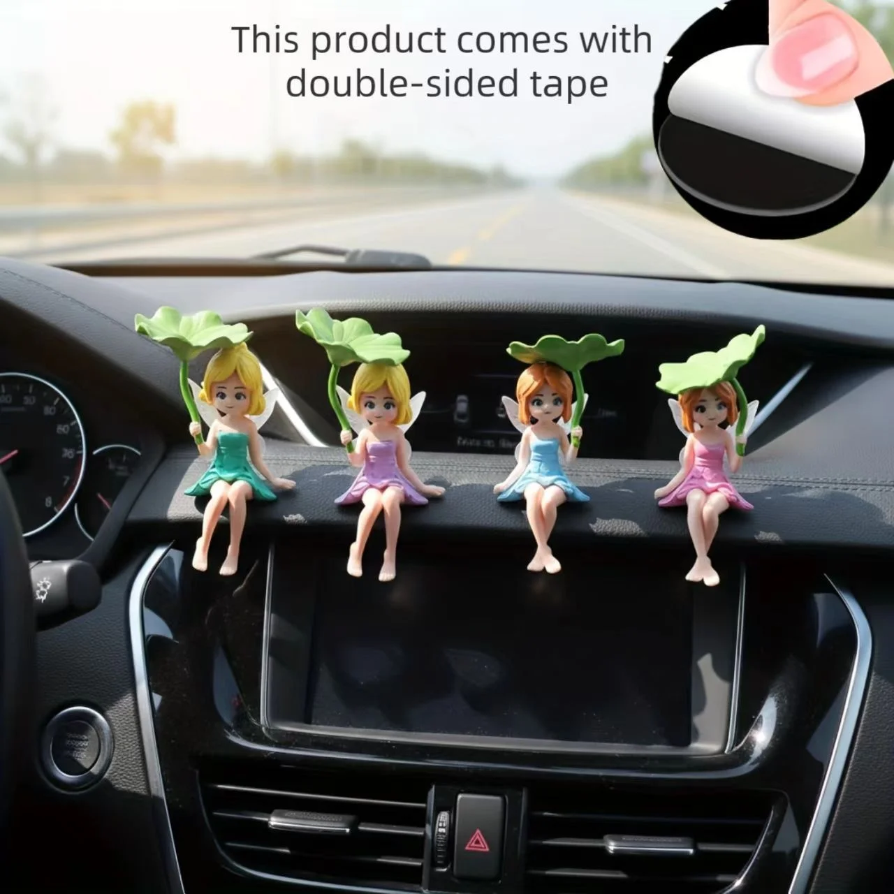 4pcs Resin for Lotus Fairy Girl Figurine Car Center Console Figurine, Desktop Cute Decorative Figurine, Micro Landscape Figurine
