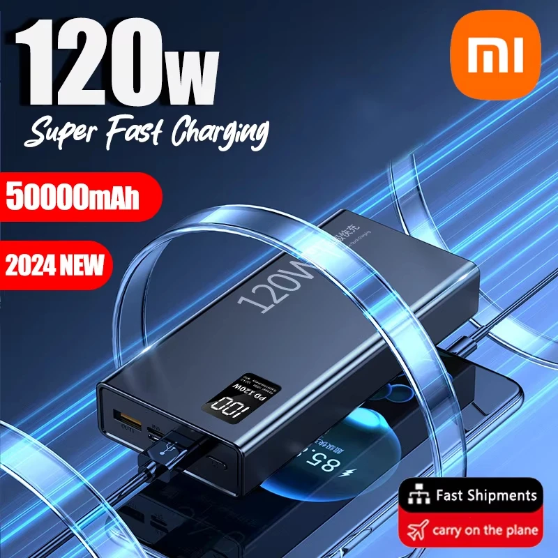 Xiaomi 120W Power Bank 50000mAh High Capacity Fast Charging Powerbank Portable Battery Charger For iPhone Samsung Huawei Hot