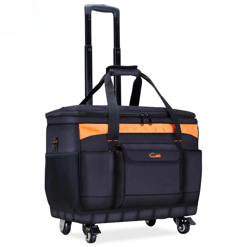Large multi-functional installation and maintenance after-sales electrician bag with wheel tie rod