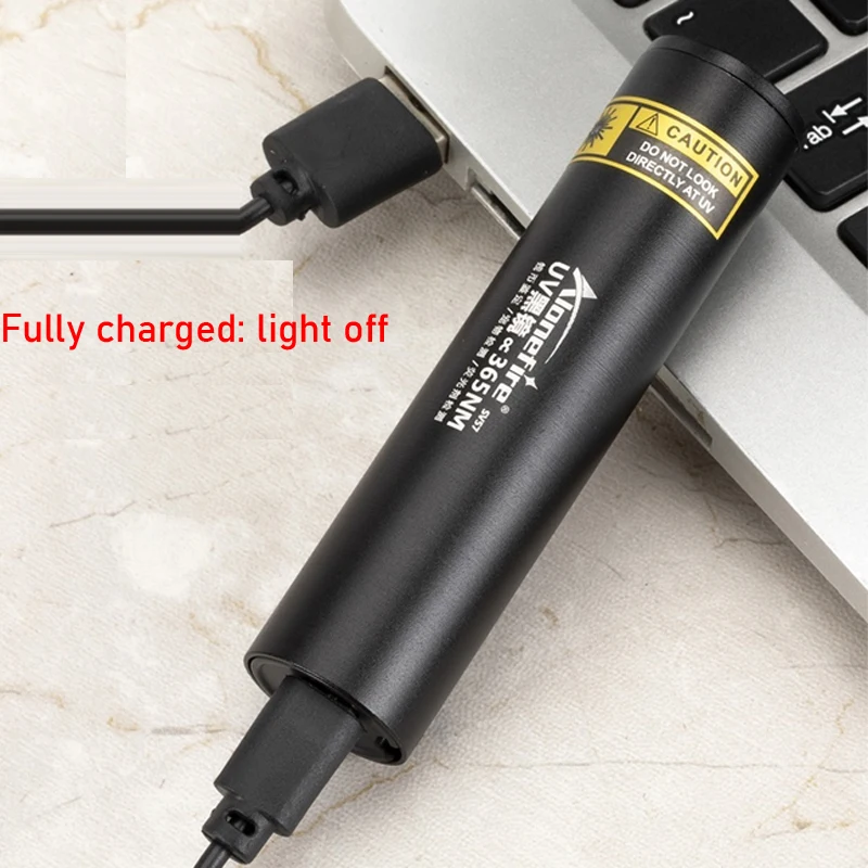 5W UV LED flashlight 365nm UV USB rechargeable black mirror flashlight Scorpion anti-counterfeiting fluorescent detection