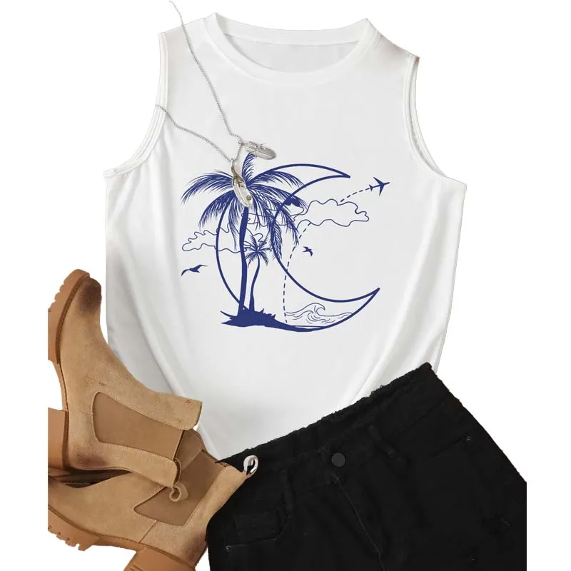

Summer sexy white vest women's sleeveless T-shirt fitness sports vest simple printed thin vest women's underwear