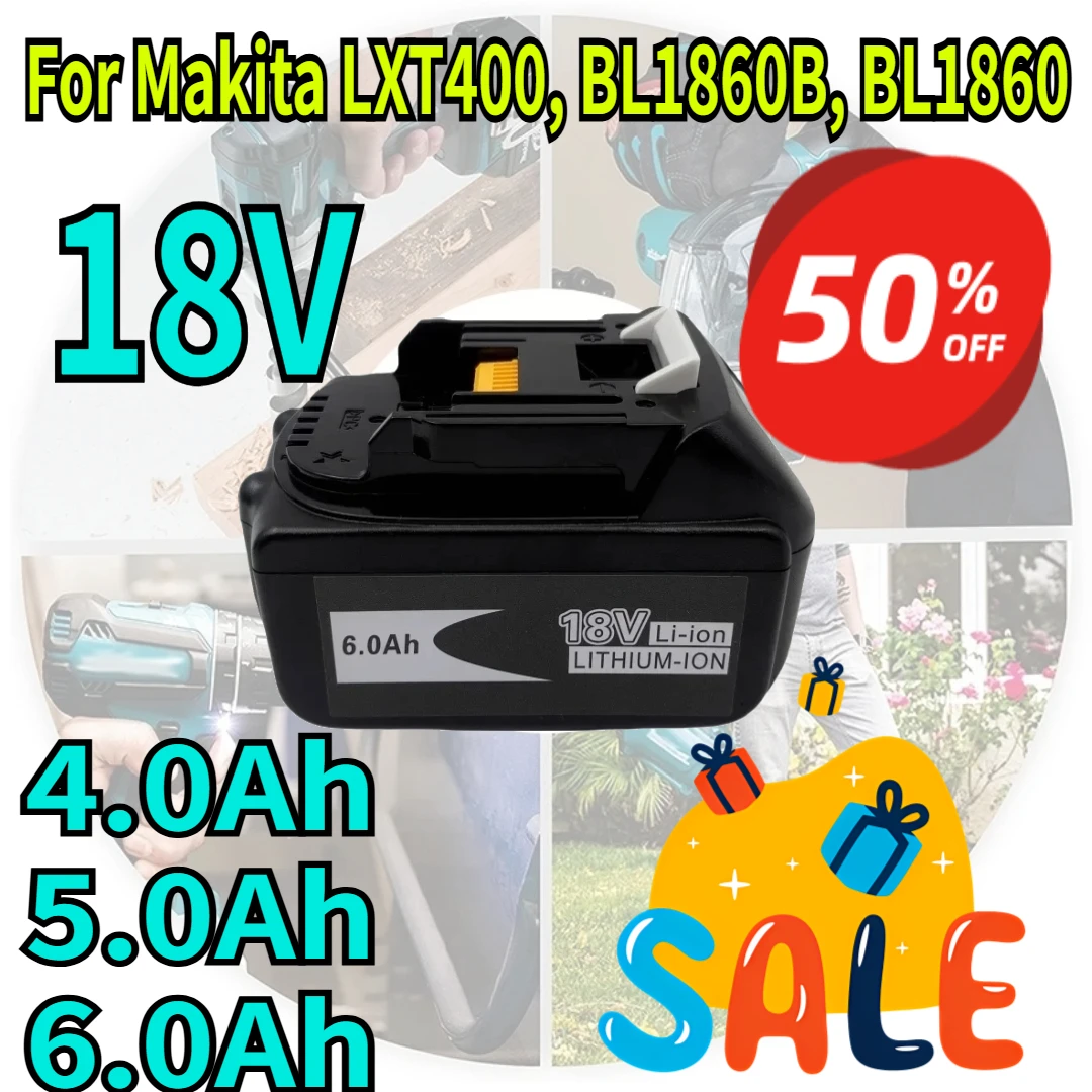

Сменные литий-ионные аккумуляторы для Makita 18V 4.0, 5.0, 6.0 Ач, модели: LXT400, BL1860B, серия BL1860.