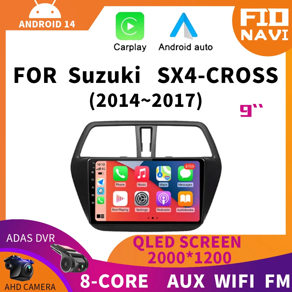 

Android 14 2 Din Car Radio For Suzuki SX4-CROSS 2014-2017 Navigation GPS Stereo Multimedia Video Player 4G WIFI QLED