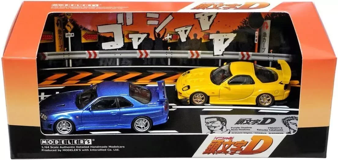 Modeler's 1:64 Initial D Set Vol.8 RX-7 FD3S & Skyline GT-R BNR34 Toy Car Japan