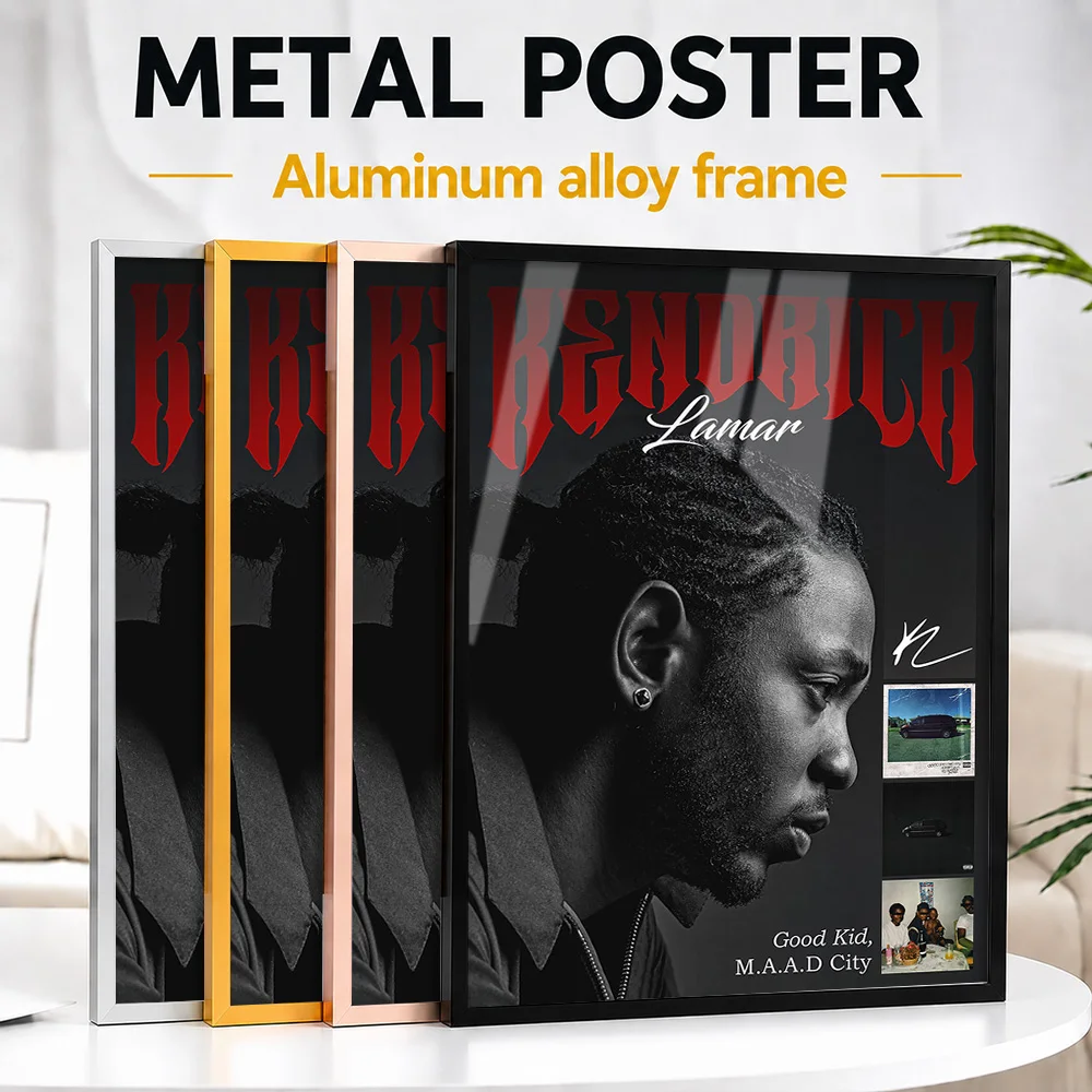 Kendrick Lamar Good Kid M.A.A.D City Framed Metal Poster Personalized Hip Hop Tribute Wall Art Ideal For Music Fans In Home Bar