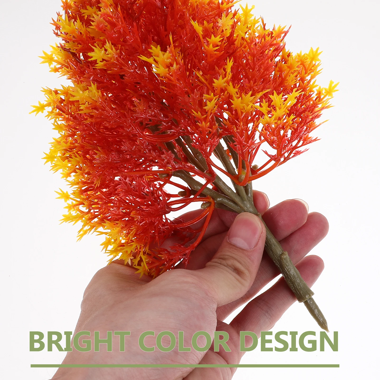 

4Pcs Plastic Maple Tree Set Various Sizes Orange Mini Landscape Decoration Garden Scenery DIY Greenery Accessories