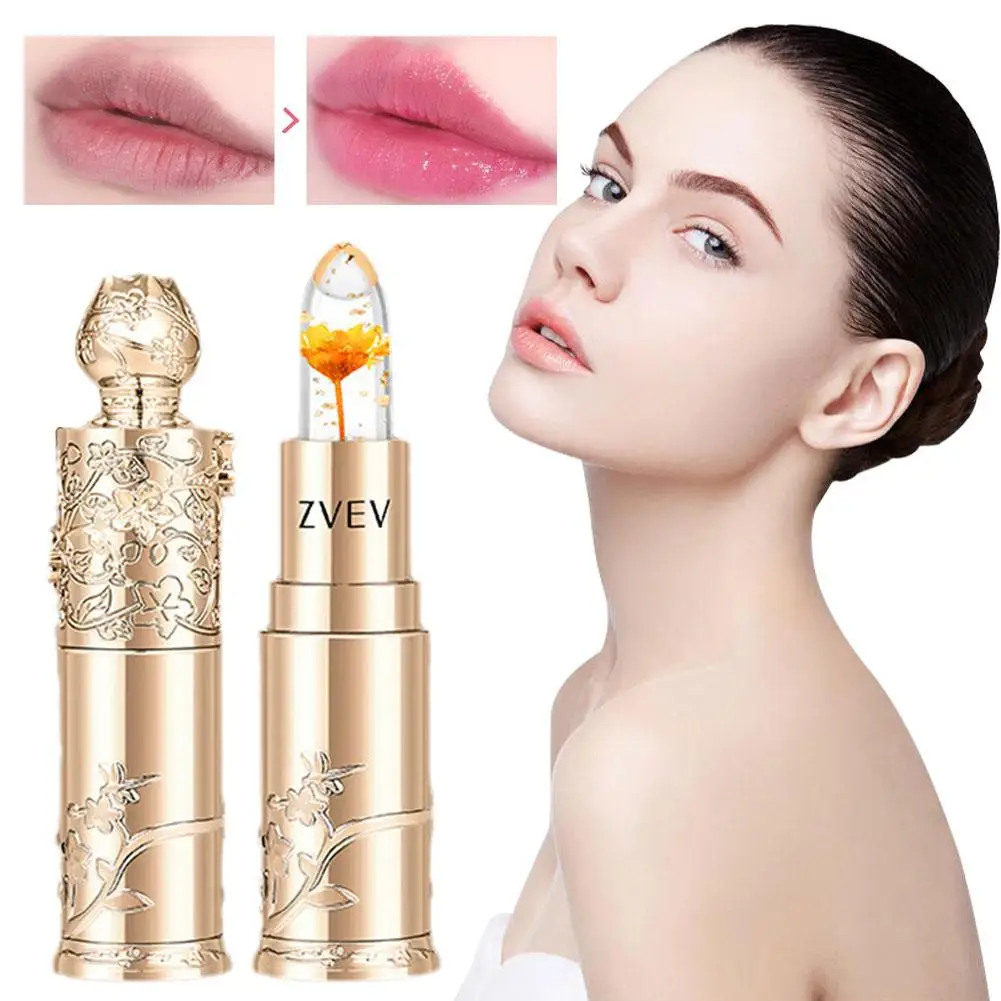 Moisten Lipstick Temperature Change Dry Flower Clear Lip Balm For Women Long Lasting Waterproof Non Stick Cup Lip Care Cosm S9V6