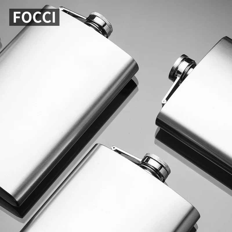 1/4/6/7/8/9/10/12 oz Stainless Steel Hip Flask with Funnel Pocket Hip Flask Alcohol Whiskey Hip Flask Screw Cap Metallic Black