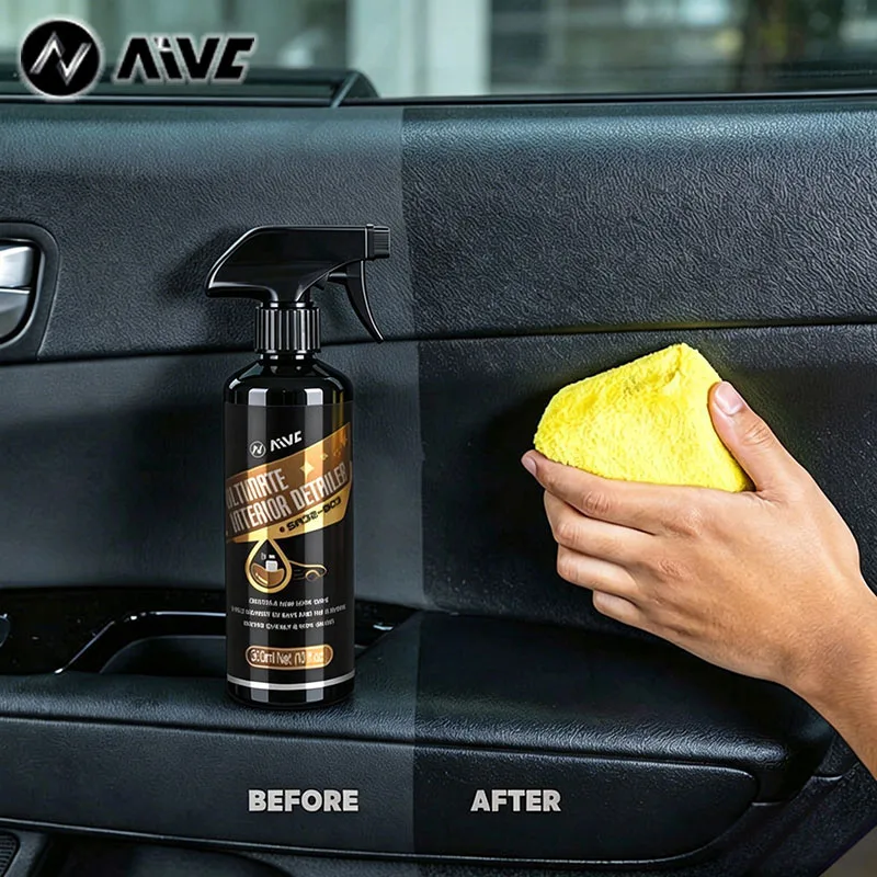 AIVC Restaurador de Detalhes Internos para Couro, Plástico e Borracha, Polidor Automotivo Cerâmico Preto para Brilho e Restauração de Acabamentos, Produtos de Limpeza para Carros