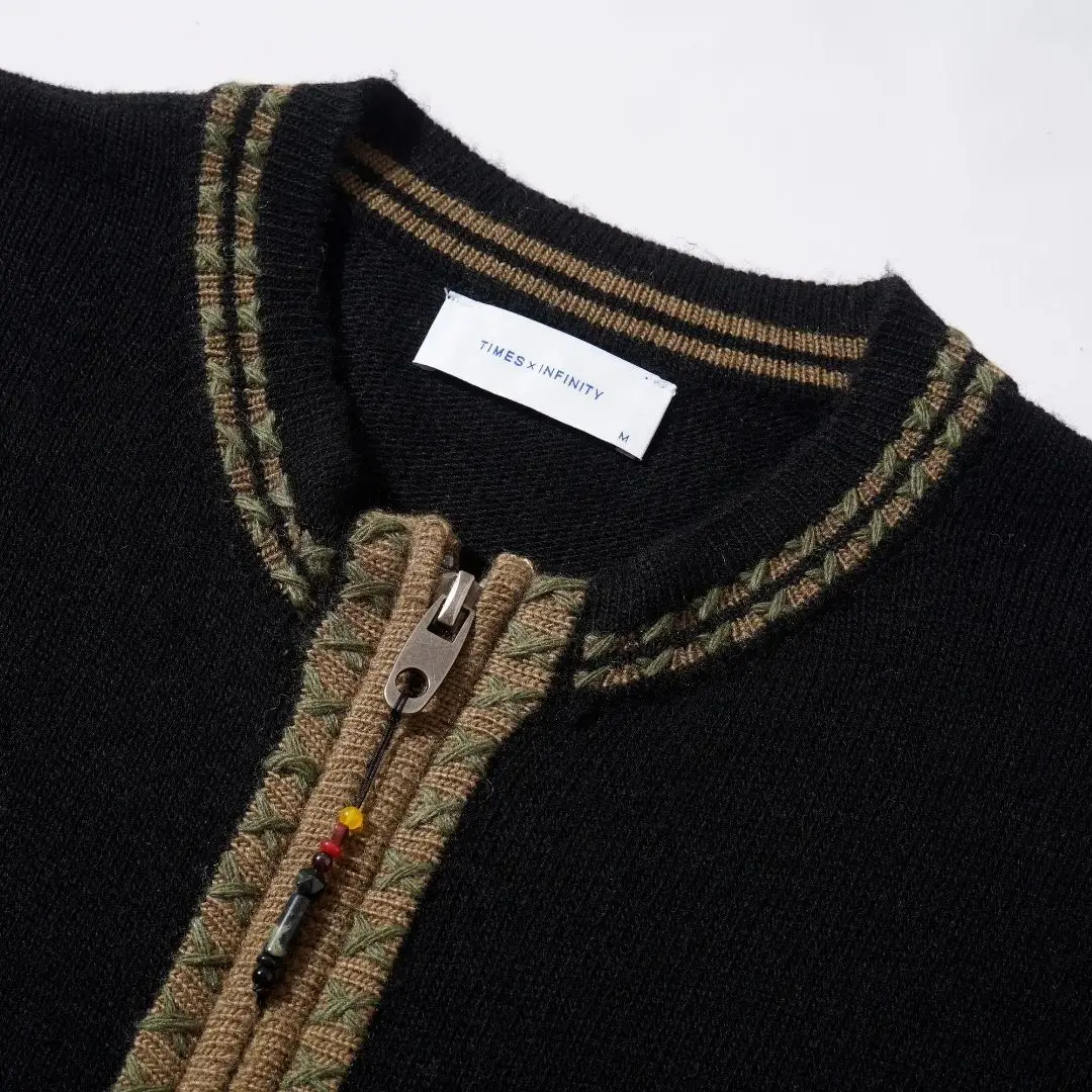 Autumn/Winter Trendy Brand American Retro Loose Casual Men's Solid Color Round-neck Long-sleeved Knitted Cardigan Jacket Top