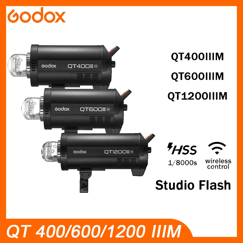 

Godox QT400IIIM/QT600IIIM/QT1200IIIM 600W 1/8000s High Speed Sync Studio Flash HSS 2.4G Wireless Control LED Flash Lamp Light