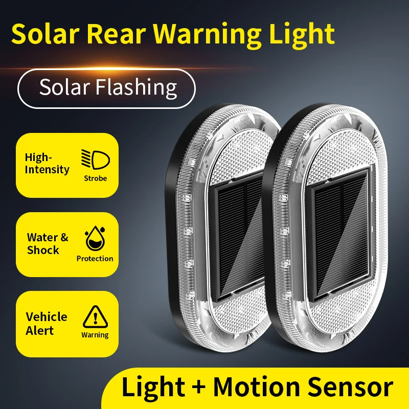 Solar-Powered Warning Light for Trucks: Right-Angle, Vibration-Activated, Light-Sensitive, Anti-Rear-End Collision Strobe Light