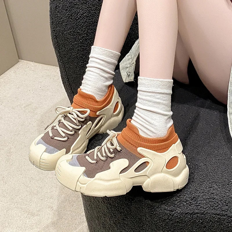 

2025New Women's Casual Sports Shoes Breathable Color Blocking Knitted Sock Shoes Non-slip Running Shoes Women Sneakers for Women