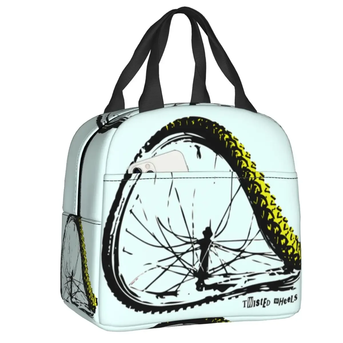 Cool Bicycle Twisted Wheel Lunch Boxes Women Mountain Cyclist Biking Thermal Cooler Food Insulated Lunch Bag School Student