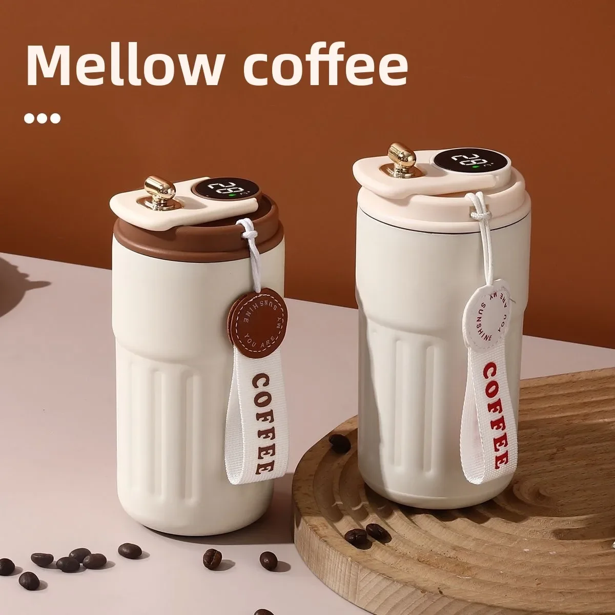 450Ml thermos bottle intelligent display temperature 316 stainless steel vacuum cup office coffee cup portable thermos cup