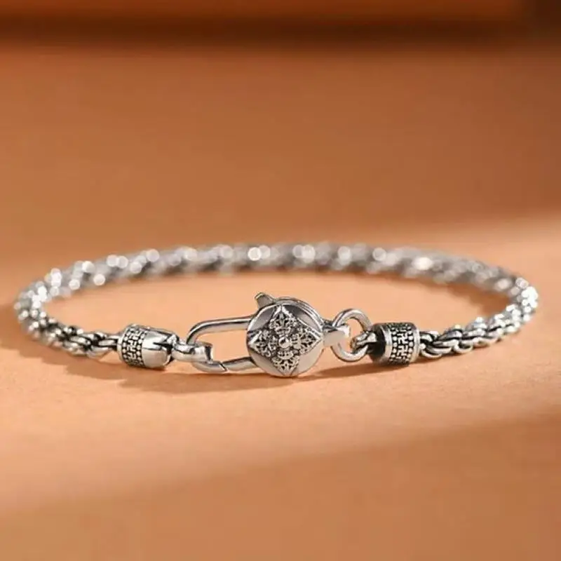 4mm artistic-style handmade braided bracelet, men's version, vintage hemp rope, high-end feel, trendy and unique, for styli
