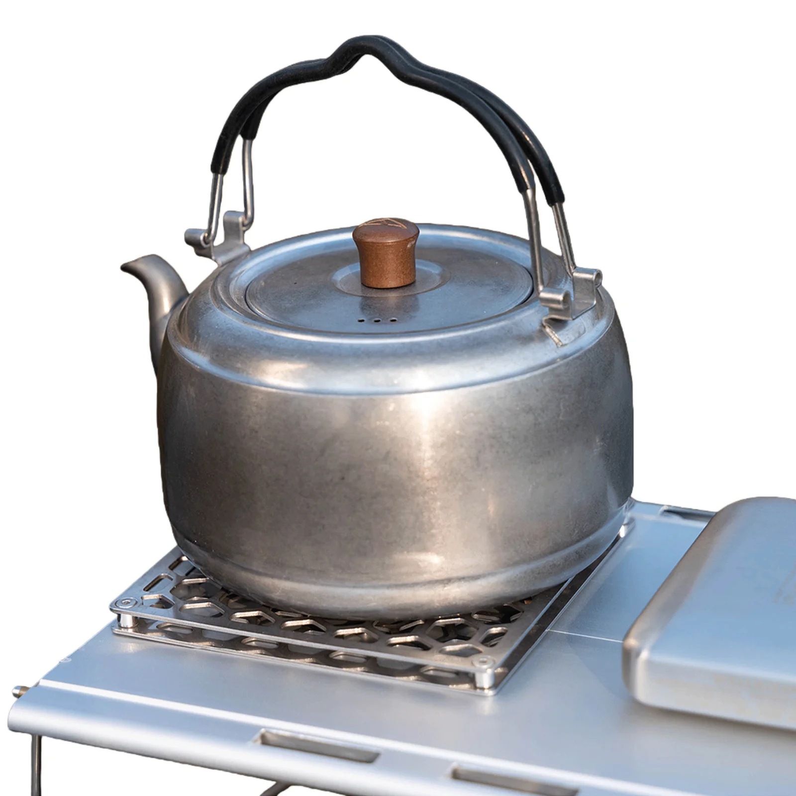 Double Layer Hollow Camping Insulation Mat Stainless Steel Outdoor Square for Coaster Metal Camping Tableware for Coaster