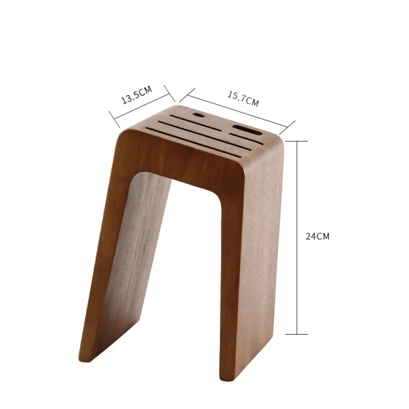 Thick Rubber Wood Kitchen Knife Holder Ventilation Mildew Proof Slicing Scissors Chef Knife Stand Block Storage Knives Rack