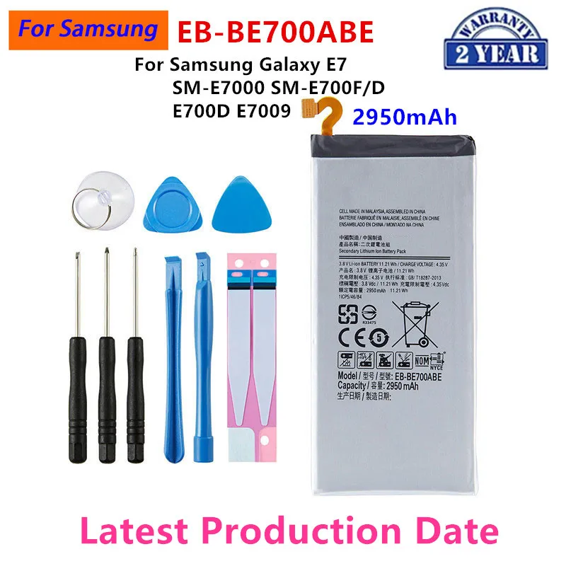 

Brand New EB-BE700ABE Replacement 2950mAh Battery For Samsung Galaxy E7 SM-E7000 SM-E700F/D E700D E7009 Batteries+Tools