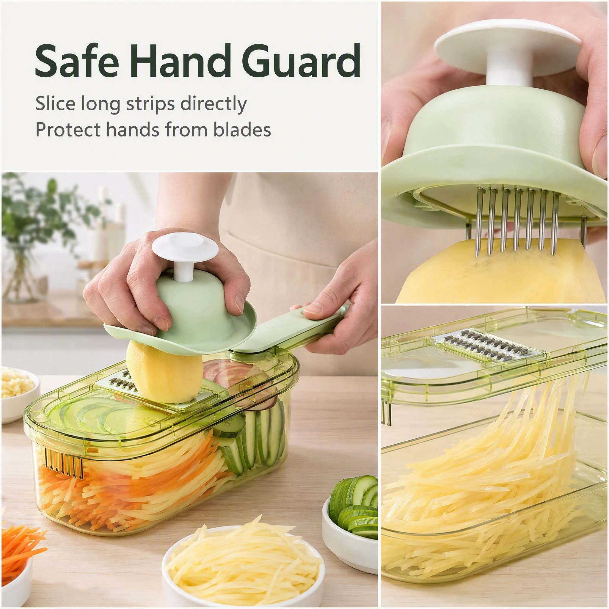 Multi-Function Vegetable Fruit Shredder & Slicer, Labor-Saving Kitchen Grater for Potato Cucumber Julienne Strips & Slices