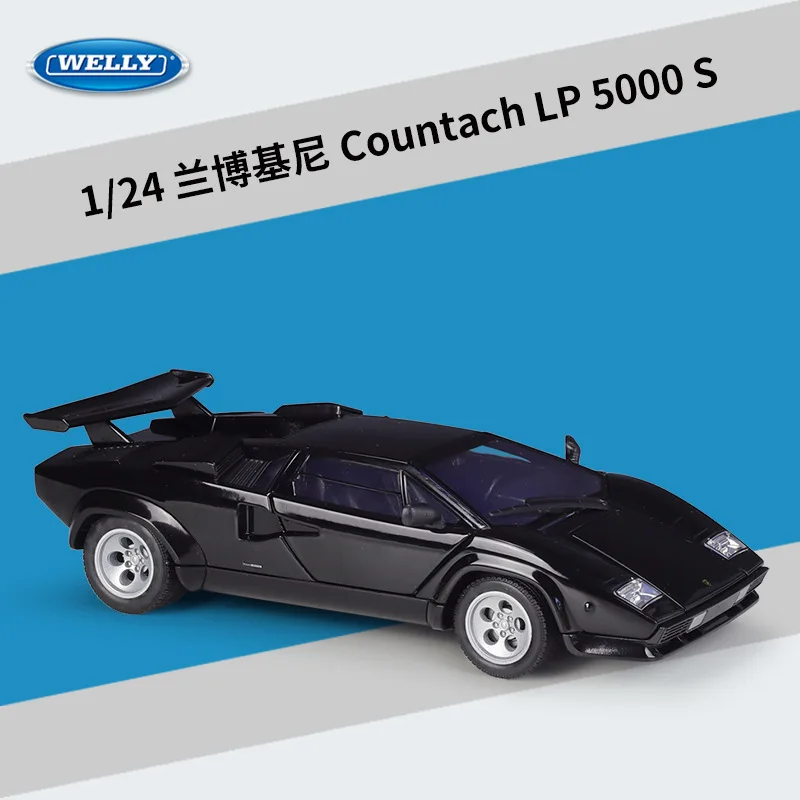 

WELLY 1:24 Lamborghini Countach Supercar - Iconic Wedge Design & Scissor Doors, Official Licensed Alloy Die-Cast Model Car