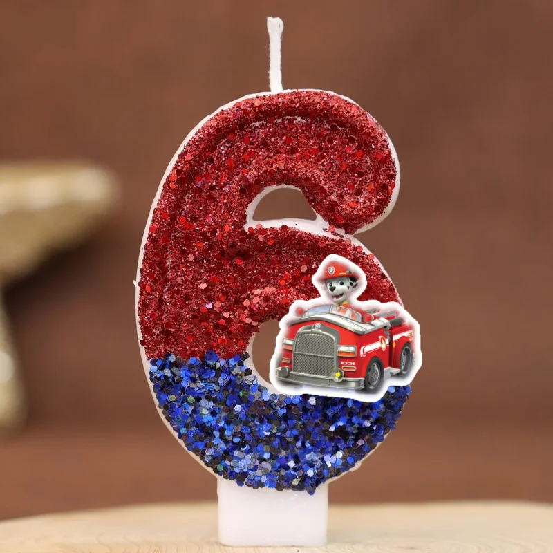 Cartoon Paw Patrol Thema Kerze 0-9 Nummer Geburtstag Kuchen Jahrestag Party Baby Dusche Kerzen Szene Dekoration Lieferungen – Detail 6