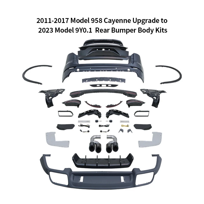 958 Upgrade Old to New 2023 Turbo Style Rear Body Kits Red Rear Light for Porsche Cayenne 2011-2017 JHBSJ028