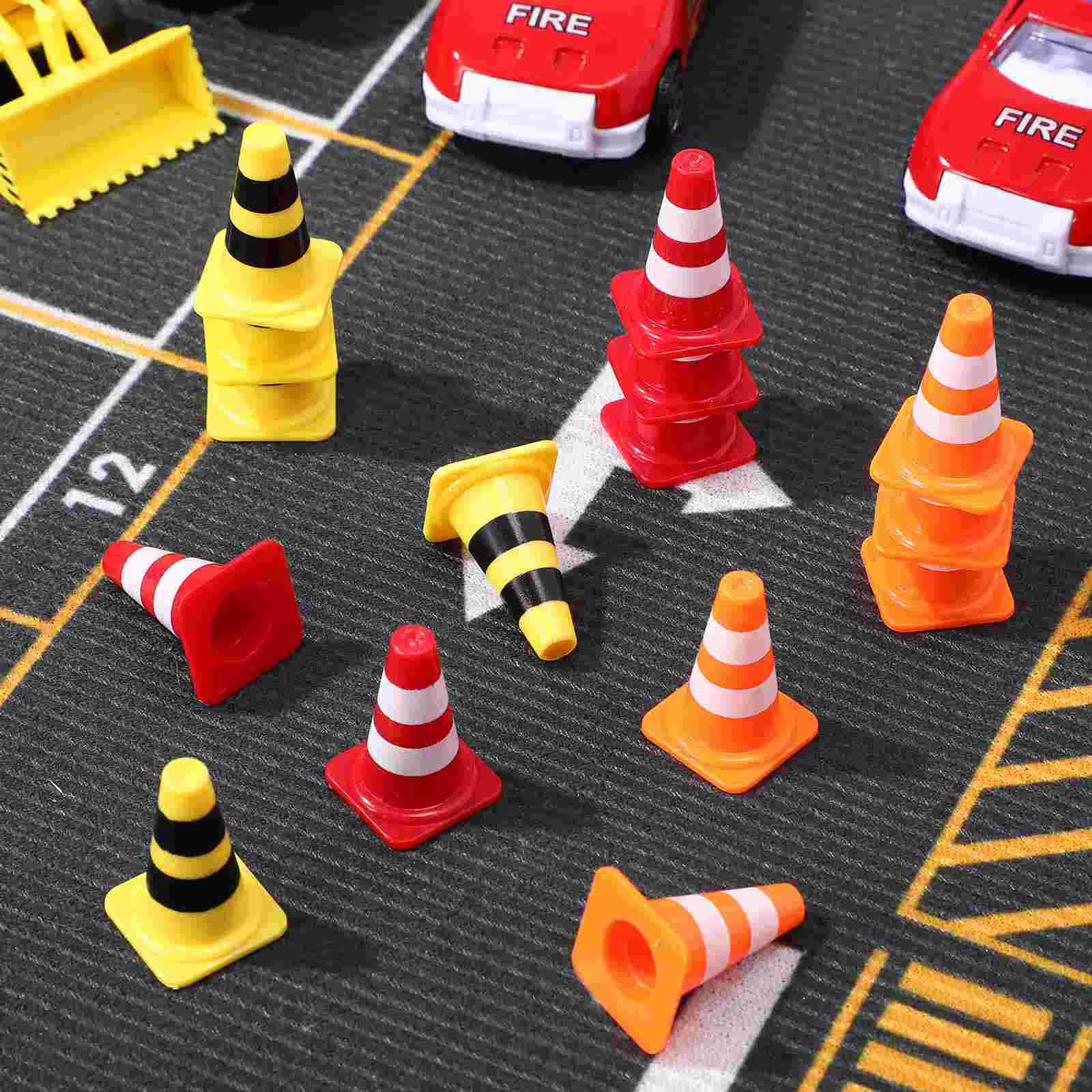 15 Pcs Traffic Signs For Kids Roadblock Simulation Props Toy Cake Plastic Cone Toys Child