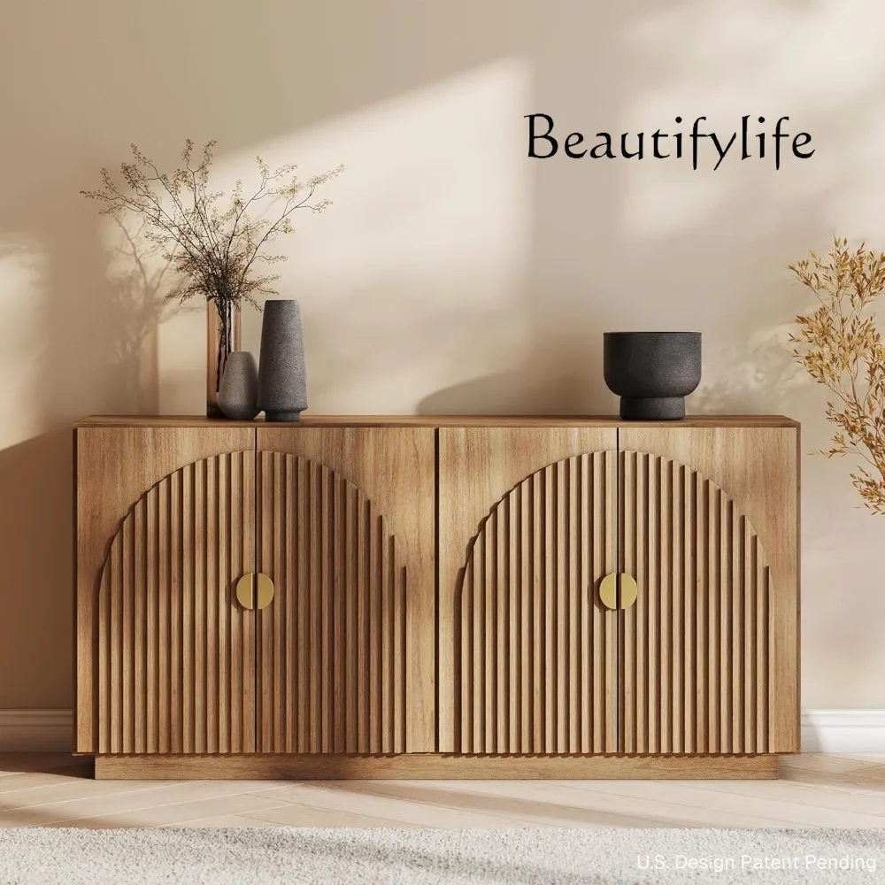 

65 Inch Fluted Buffet Cabinet with Storage, Symmetrical Arc Accent Sideboard Large Console Table for Dining Room, Kitchen