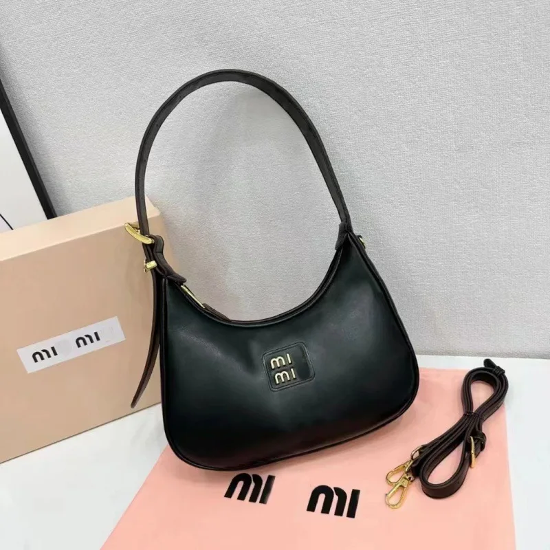 Miu Home 2024 Autumn New Underarm Bag Handheld Air Texture Bag Shoulder Cross Shoulder Women\'s Bag Crescent Dumpling Bag Gift