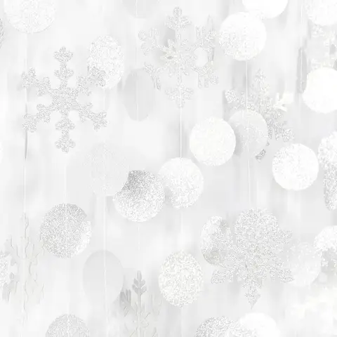 Snöflinga Snövit-Silver Julfest-Dekorationer Girlang - 61Ft Winter Wonderland Frost Hängande Pappersbanderoll, B 6 best sales julgranskulor av papper - №5