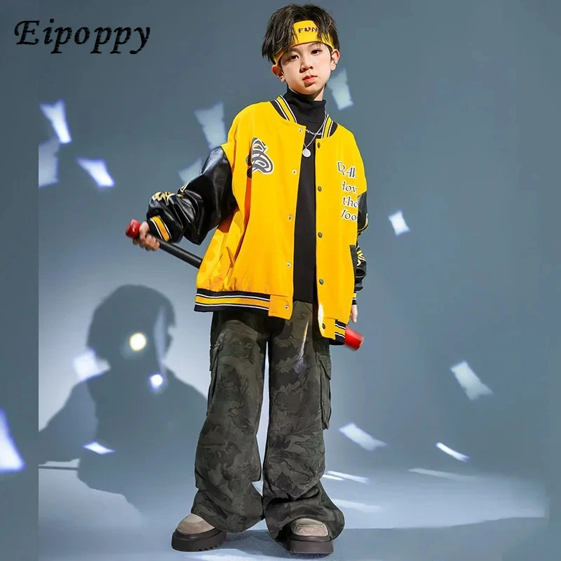 

Boys Baseball Jacket Pants Girls Streetwear Kids Street Dance Jazz Clothes Sets